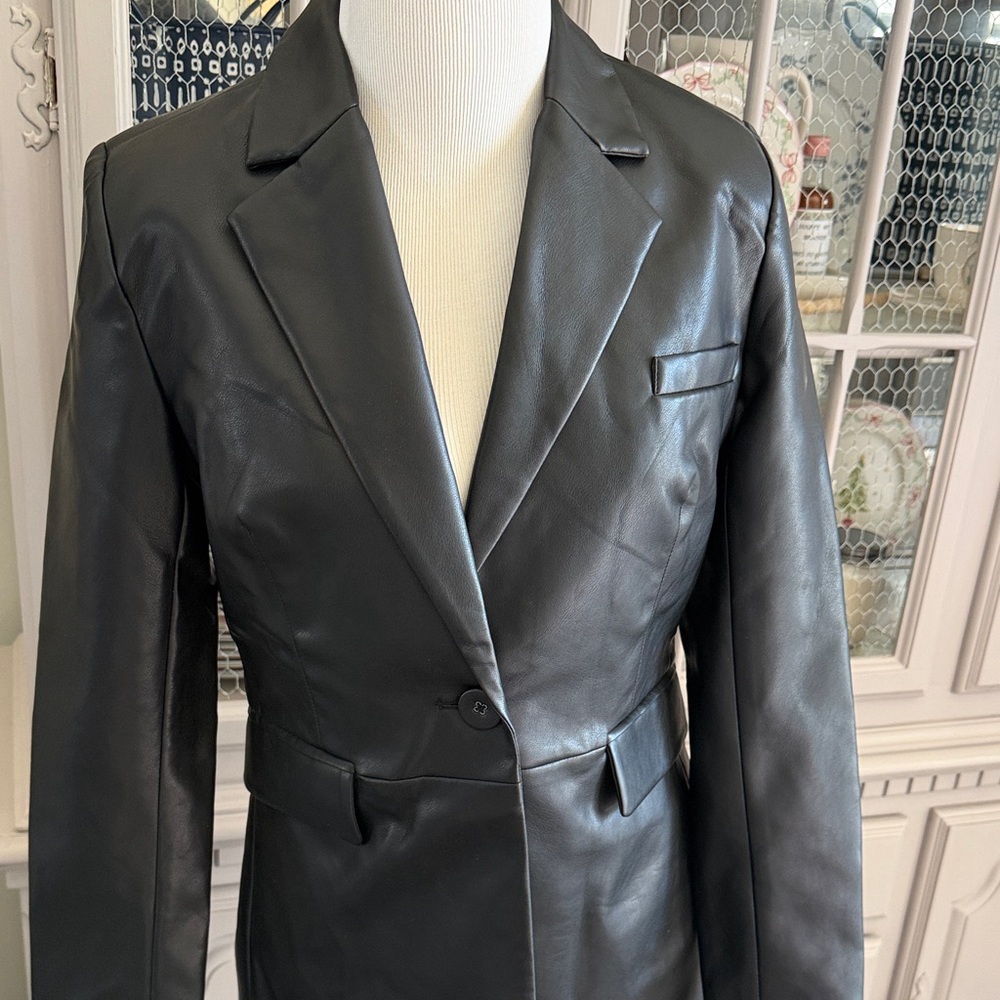 CAbi Black Leather Blazer
